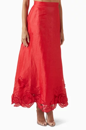 تنورة ميليسا طويلة بتطريزات بارزة كتان