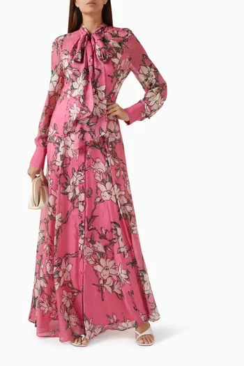 فستان ليليث طويل برباط على الرقبة