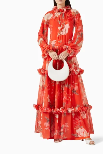 فستان انجيلا طويل بكشكش فيسكوز