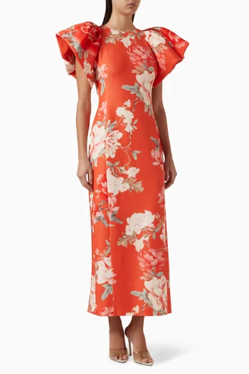 فستان لوسيندا طويل مزين بنقشة