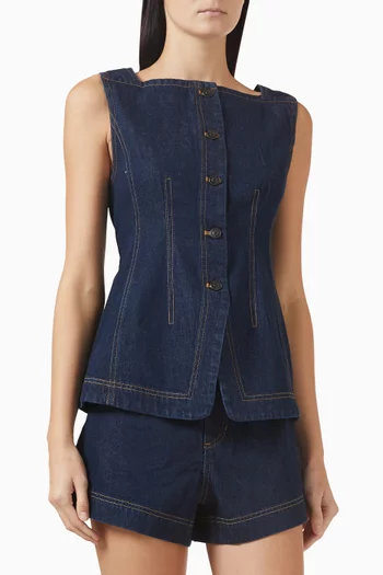 Rita Denim Vest in Cotton