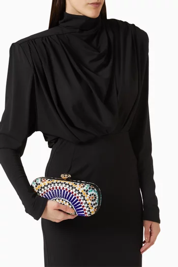 Zellige Glass Beaded Box Clutch