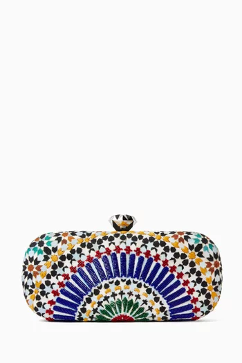 Zellige Glass Beaded Box Clutch