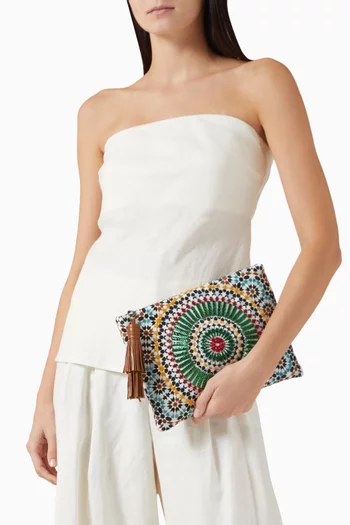 Zellige Bead-embellished Pouch