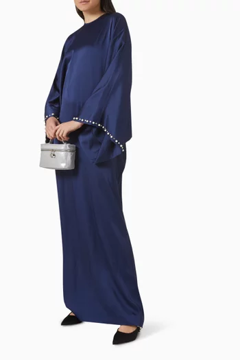 فستان مطرز باللؤلؤ ستان