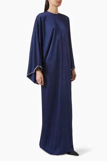 فستان مطرز باللؤلؤ ستان