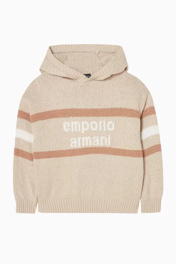 كنزة بغطاء رأس بشعار الماركة نسيج قطن