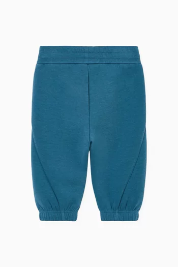 بنطال رياضي مزيج قطن برقعة شعار الماركة