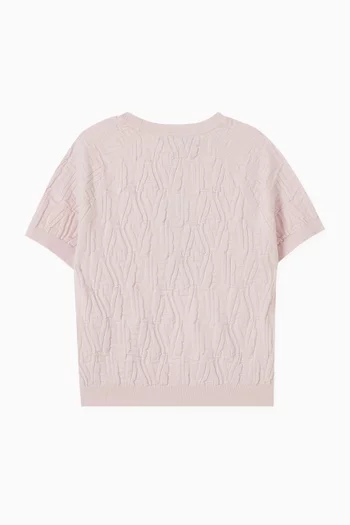 بلوزة منسوجة بنقشة أحرف الماركة