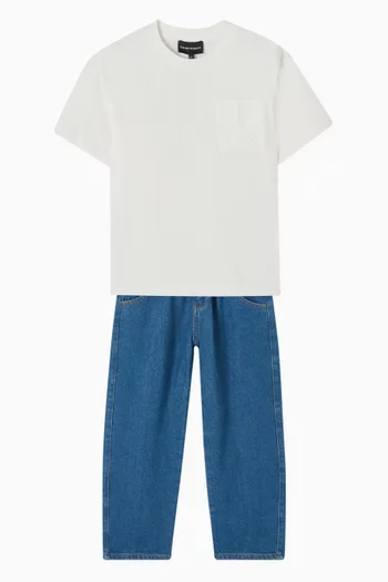 تي شيرت بجيب وشعار الماركة قطن