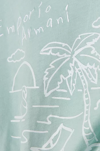 تي شيرت بطبعة شاطئ قطن