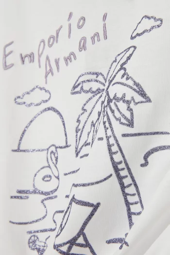 تي شيرت بطبعة شاطئ قطن