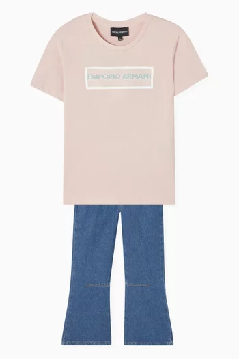 بنطال جينز بقصة ساقين واسعتين دينم