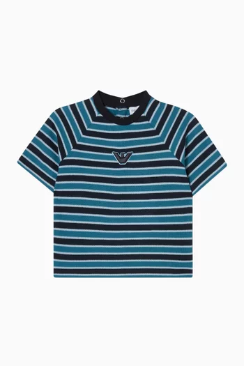 Striped Logo T-shirt in Cotton