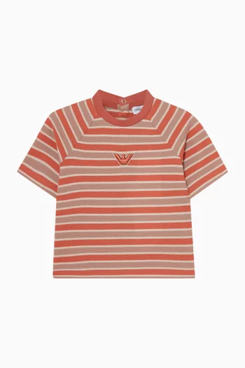 Striped Logo T-shirt in Cotton
