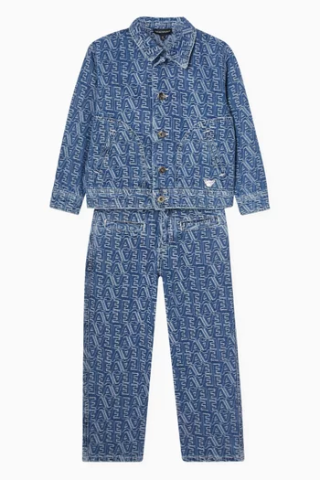 بنطال جينز جاكار بشعار الماركة دينم