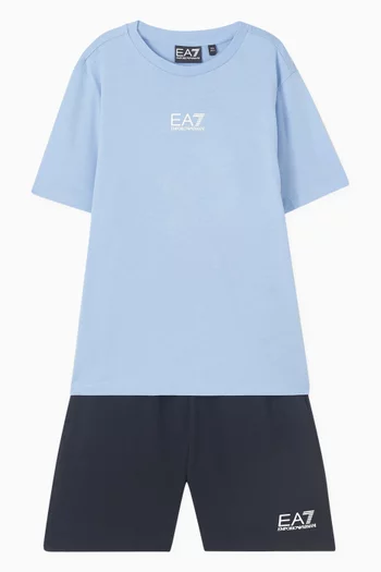 EA7 Logo T-shirt & Shorts Set in Cotton
