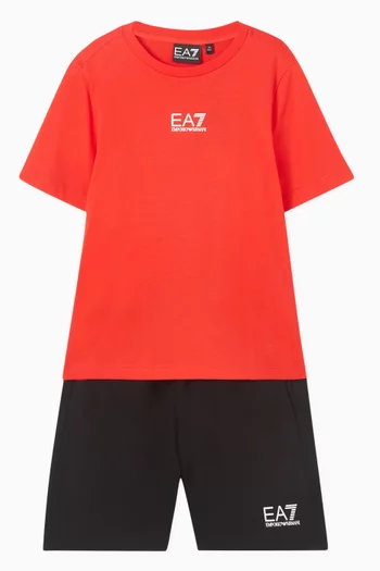EA7 Logo T-shirt & Shorts Set in Cotton