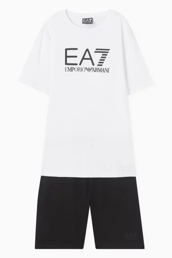 EA7 Logo T-shirt & Shorts Set in Cotton