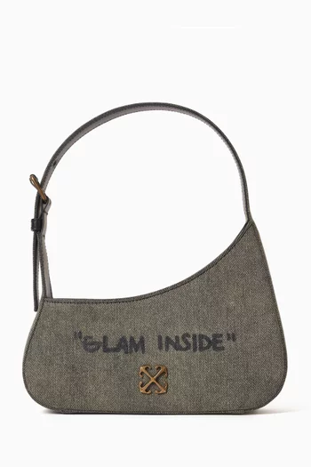 Jitney Quote Shoulder Bag in Denim