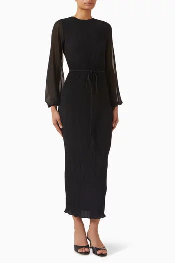 Perrie Belted Plisse Maxi Dress
