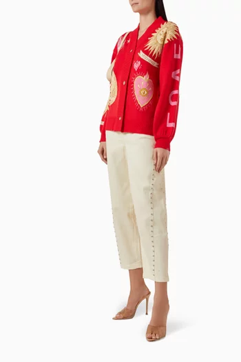 كارديغان ميستكل مطرز نسيج