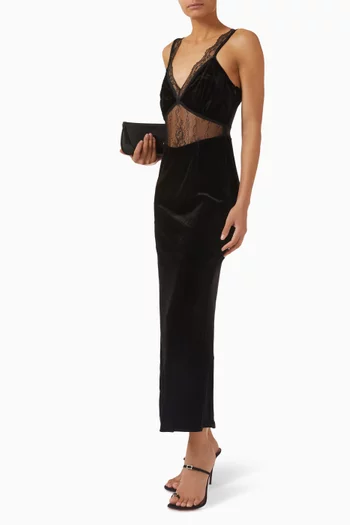 Lace Insert Maxi Dress in Velvet