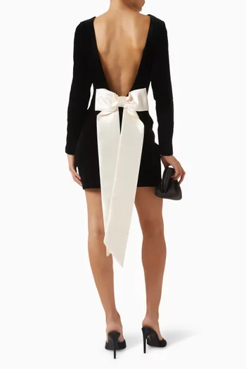 Bow Mini Dress in Velvet