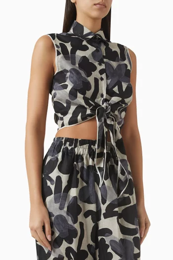 Astrid Tie-up Top in Linen