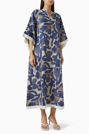 Dalia Printed Dress in Linen