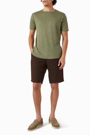 تي شيرت بفتحة رقبة مستديرة جيرسيه كتان