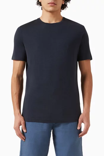 تي شيرت بفتحة رقبة مستديرة قطن حرير