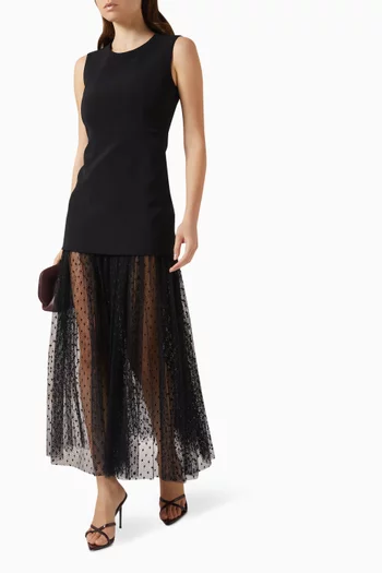 Simonete Sheer-hem Dress in Crepe