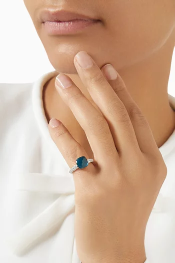 Nudo Petit Topaz & Diamond Ring in 18kt Rhodium-plated White & Rose Gold