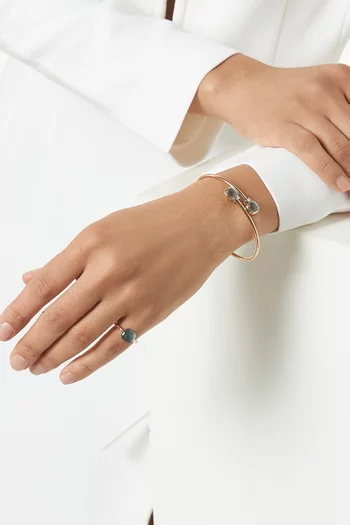 سوار نودو صغير مرصع بالماس والتوباز ذهب أبيض ووردي عيار 18