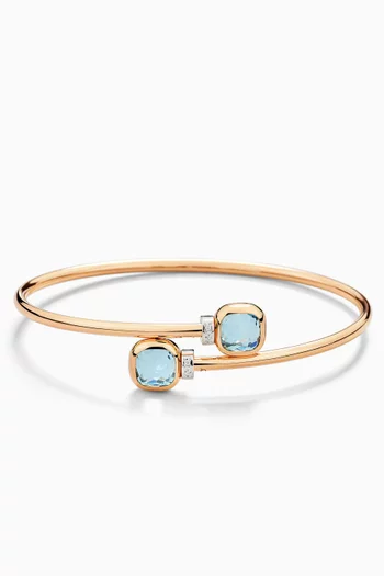 سوار نودو صغير مرصع بالماس والتوباز ذهب أبيض ووردي عيار 18