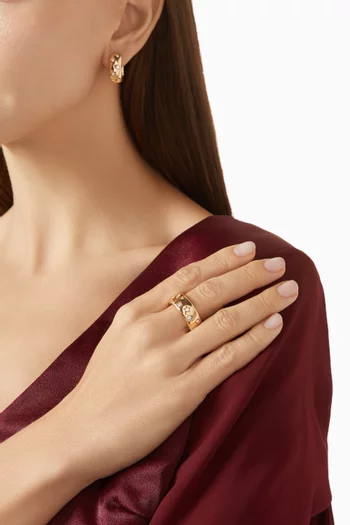 خاتم ايكونيكا متوسط مرصع بالماس ذهب وردي عيار 18