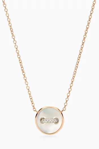 Pom Pom Dot Mother of Pearl & Diamonds Reversible Necklace in 18kt Rose Gold