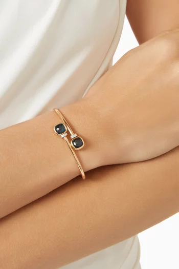 سوار نودو صغير مرصع بالماس والتوباز ذهب أبيض ووردي عيار 18