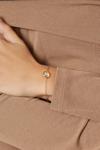 سوار بوم بوم مرصع بالماس بتصميم بوجهين ذهب وردي عيار 18