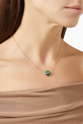 Pom Pom Dot Malachite & Diamond Reversible Necklace in 18kt Rose Gold