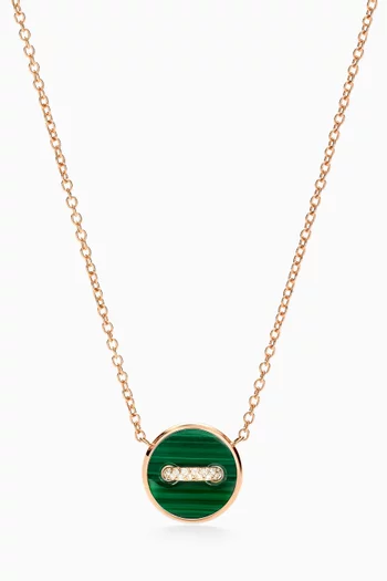 Pom Pom Dot Malachite & Diamond Reversible Necklace in 18kt Rose Gold