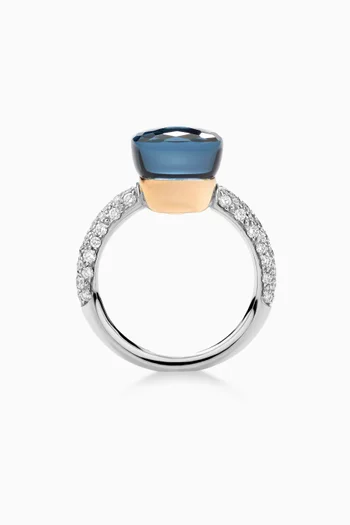 Nudo Petit Topaz & Diamond Ring in 18kt Rhodium-plated White & Rose Gold