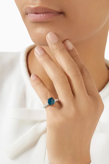 Nudo Petit Topaz & Diamond Ring in 18kt Rhodium-plated White & Rose Gold