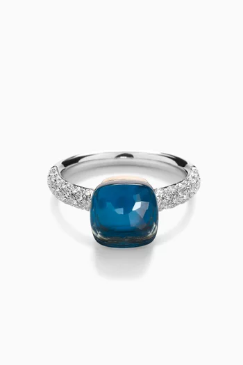 Nudo Petit Topaz & Diamond Ring in 18kt Rhodium-plated White & Rose Gold
