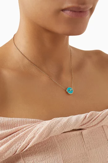 Pom Pom Dot Turquoise & Diamonds Reversible Necklace in 18kt Rose Gold