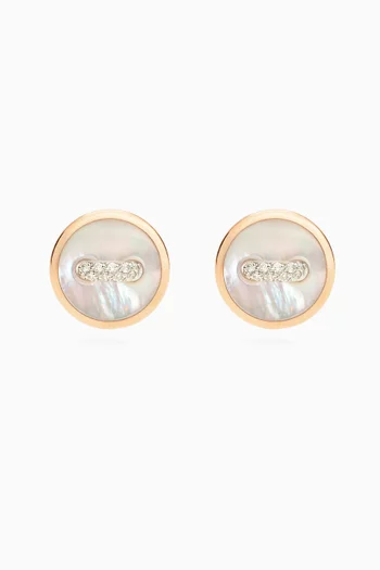 أقراط بوم بوم دوت مرصعة بالماس وعرق اللؤلؤ ذهب وردي عيار 18