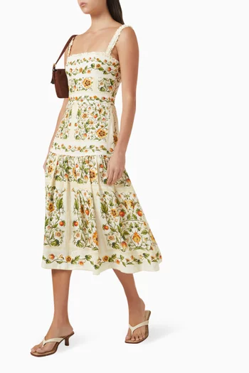 Nispero Uchuva Midi Dress in Linen