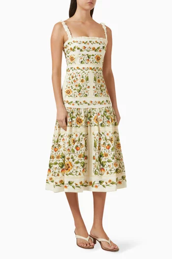 Nispero Uchuva Midi Dress in Linen