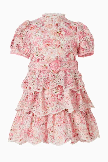 فستان جوليتا قصير مطرز قطن